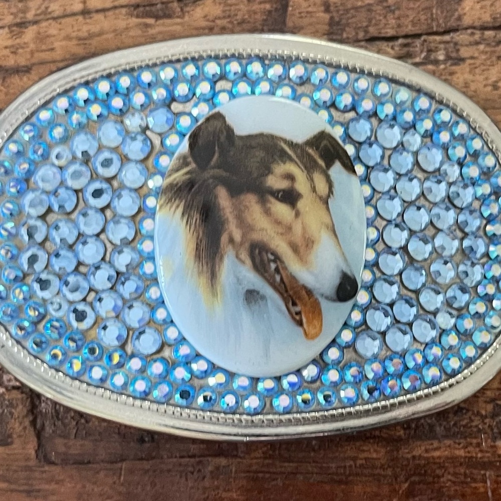Elegant Blue Dog Collar with Rhinestone Design